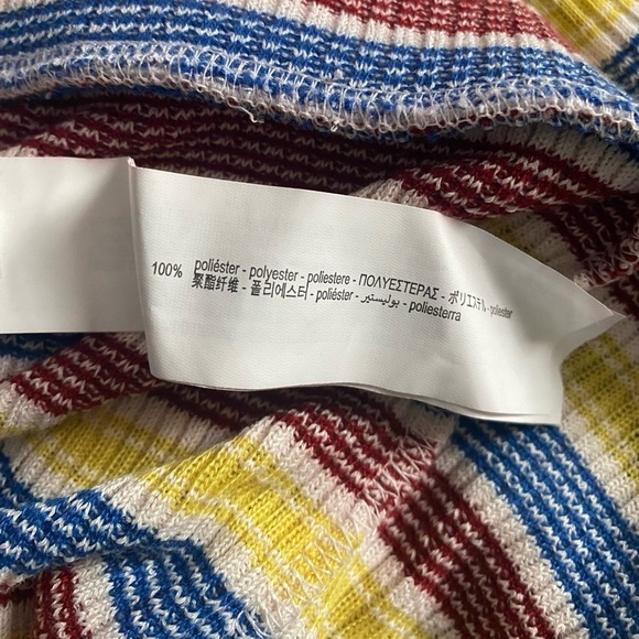 ZARA Y2K Ribbed Knit Pants Boho Flare Multicolor Striped Elastic Waist Size S - Picture 7 of 7